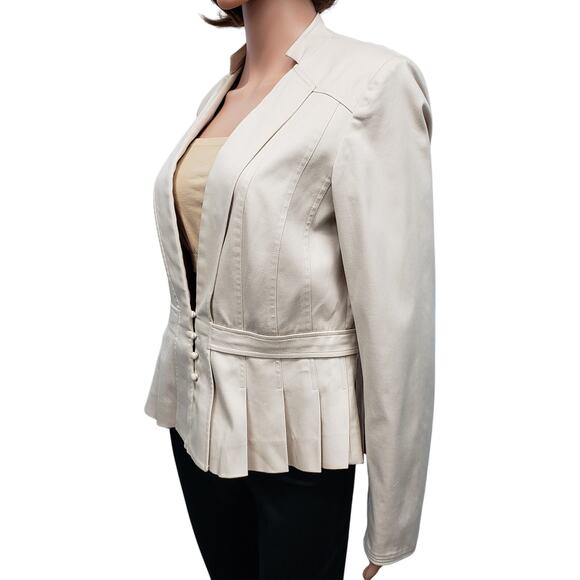 Reiss Poppy Blazer Jacket Size M/L Peplum Pleated Fitted Inverted Notch Collar - Picture 8 of 16
